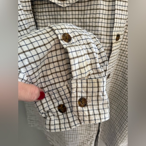Woolrich Plaid Long Sleeve Button Up Shirt Men’s SZ XL Brown Cream Collared - Picture 3 of 7